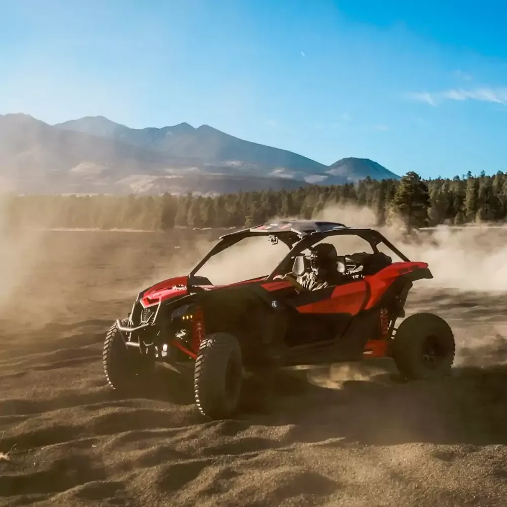 Side-by-side riding on a dirt trail