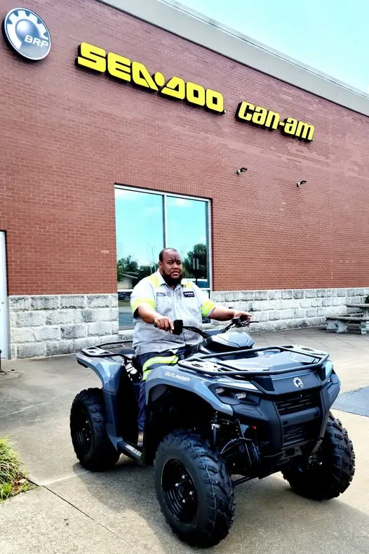 Customer on a Can-Am ATV outside FRS Powersports